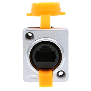 Shielded Industrial Dual Panel Mount IP65 RJ45 Right Angle Connector Waterproof Dustproof Socket Signal Transmission 3 PCS