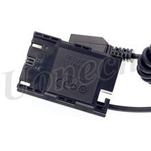 Load image into Gallery viewer, LP E6 Dummy Battery to Dtap male Spring Power Coiled Cable for SmallHD 501 502 702 Monitor and Canon 5D4 5DSR 5D2 5D3 6D 60D 7D 7D2 70D 80D
