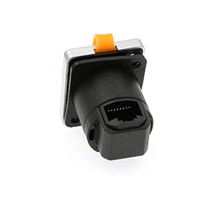 Shielded Industrial Dual Panel Mount IP65 RJ45 Right Angle Connector Waterproof Dustproof Socket Signal Transmission 3 PCS